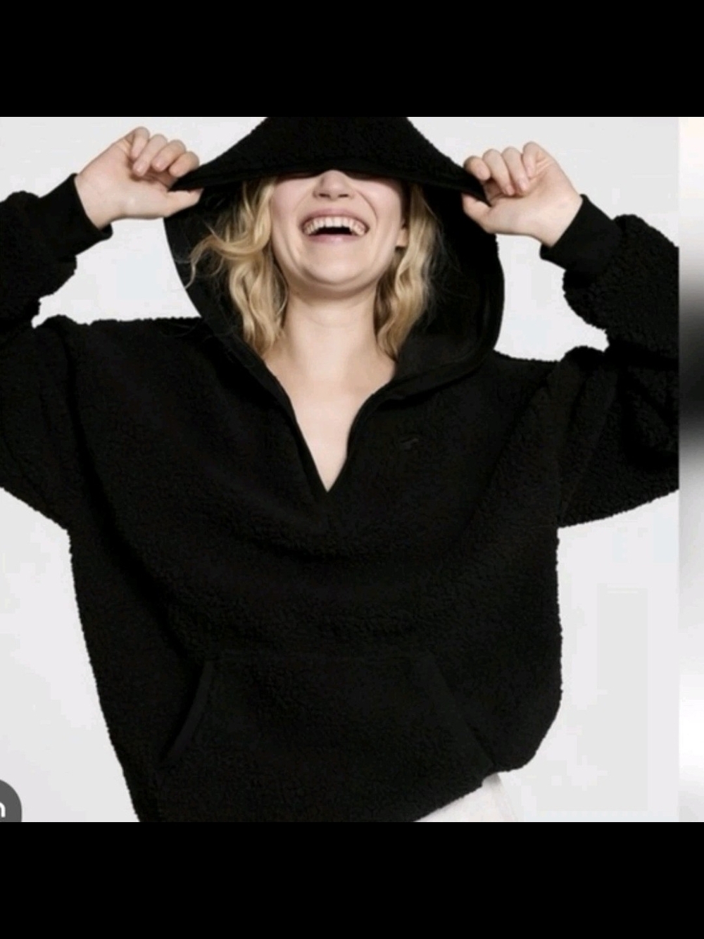 Victoria's Secret PINK Black Sherpa  Hoodie Size XS Women's Fall School